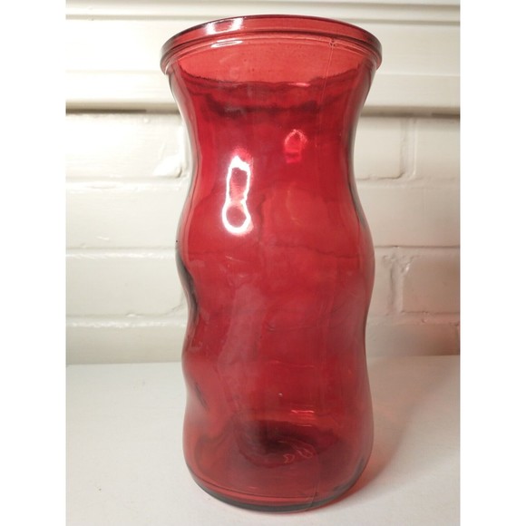 Ruby Red Glass Vase 8.5" Tall - Picture 7 of 10